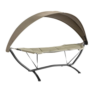Hängmatta med ram - Solskyddshängmatta - Solstol för utomhusbruk - Slitstark metallram - Oxfordtyg - UV-skydd - Bekväm liggyta - Stabil och säker - 273 cm x 181 cm x 115 cm