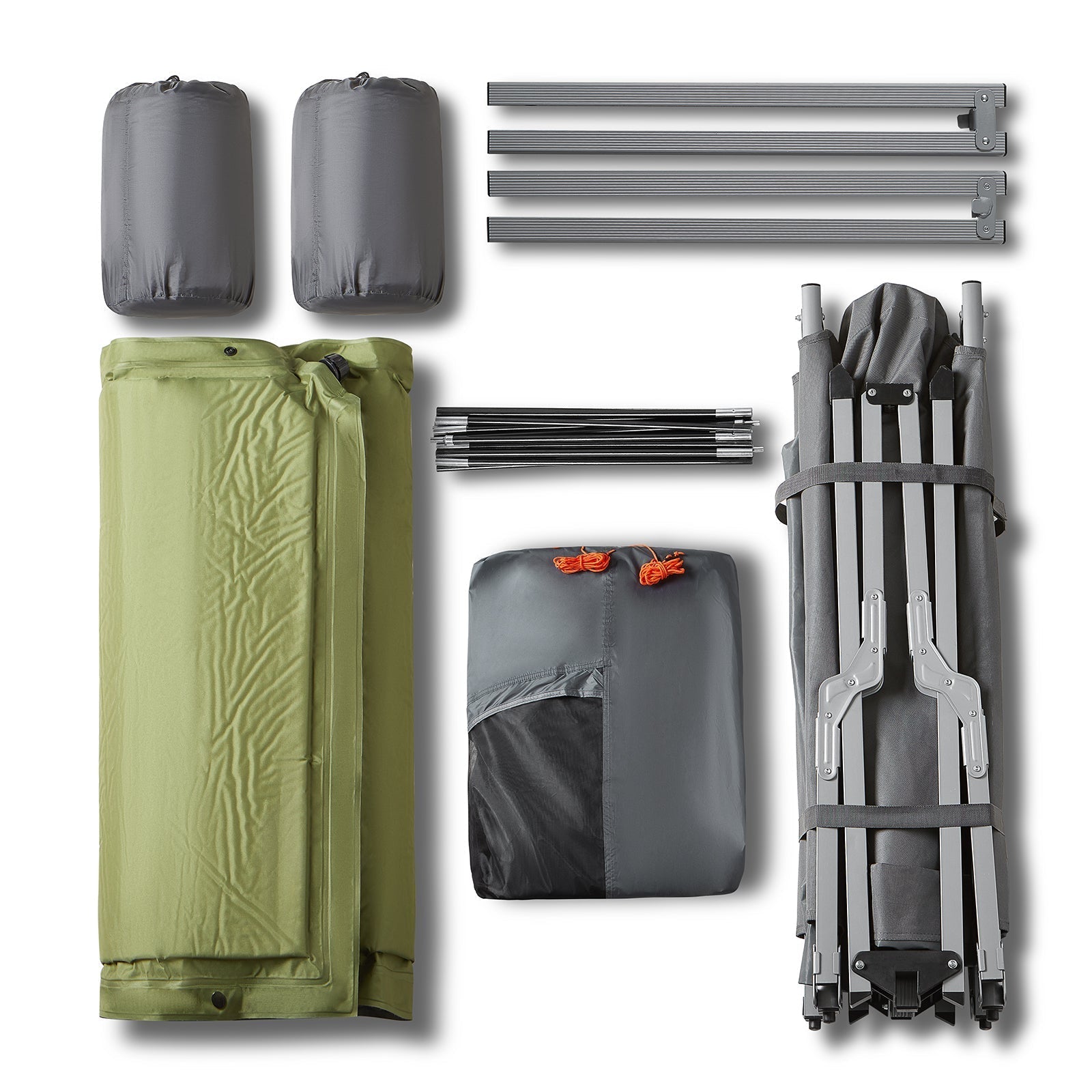 4-in-1 Campingtentenset - Kampeerbed - Campingligstoel - Slaapzak - Duurzaam Oxford Nylon - Gemakkelijk te transporteren - Muggenbescherming - 194 cm x 157 cm x 145 cm
