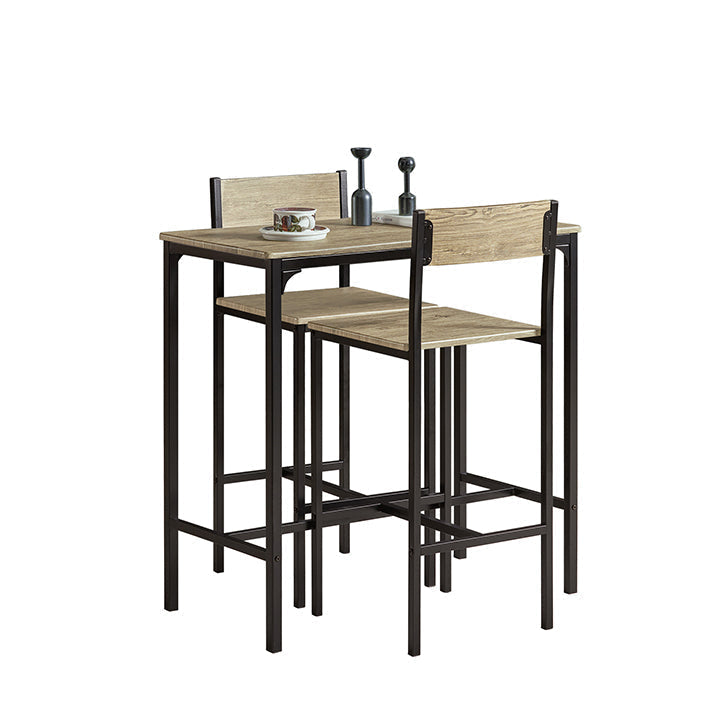3-delige bartafelset - barkrukken - eetset - MDF fineerblad - metalen frame - lichtgewicht en duurzaam - eenvoudig onderhoud - tafel: 89 cm x 45 cm x 87 cm, krukken: 39 cm x 41 cm x 95 cm