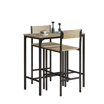 3-delige bartafelset - barkrukken - eetset - MDF fineerblad - metalen frame - lichtgewicht en duurzaam - eenvoudig onderhoud - tafel: 89 cm x 45 cm x 87 cm, krukken: 39 cm x 41 cm x 95 cm