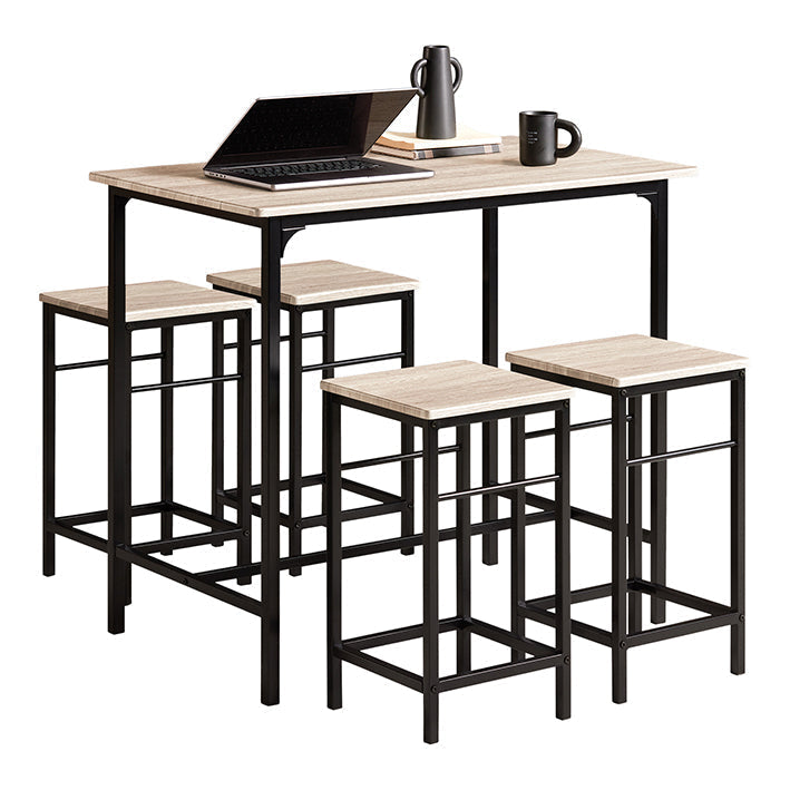 5-delige bartafelset - barkrukken - eetset - stevig metalen frame - hoog draagvermogen - ruimtebesparend ontwerp - tafel: 100 cm x 87 cm x 60 cm; Krukjes: 32 cm x 57 cm x 32 cm