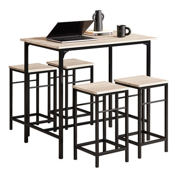 5-delige bartafelset - barkrukken - eetset - stevig metalen frame - hoog draagvermogen - ruimtebesparend ontwerp - tafel: 100 cm x 87 cm x 60 cm; Krukjes: 32 cm x 57 cm x 32 cm