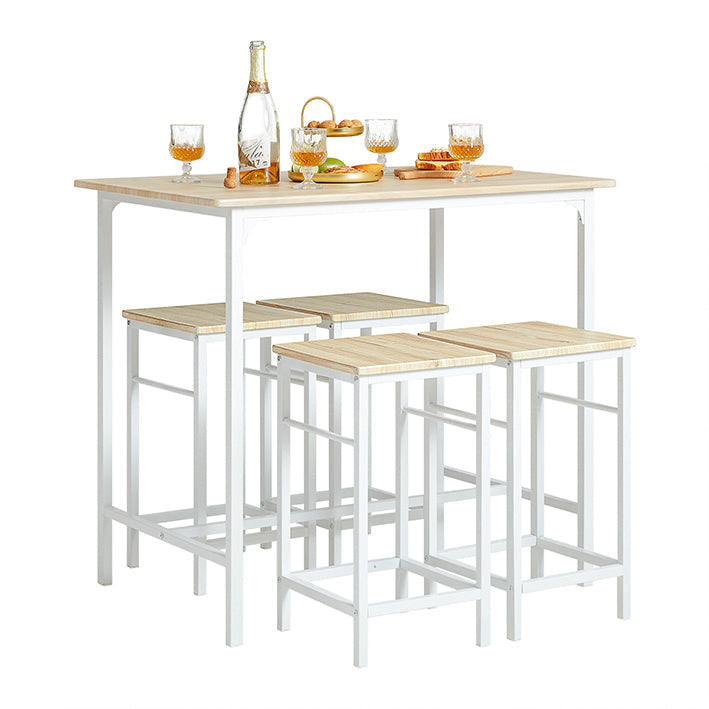 5-delige bartafelset - bistrotafel - eetset - stevig metalen frame - MDF fineerblad - veelzijdig ontwerp - ideaal voor kleine ruimtes - tafel: 100 cm x 87 cm x 60 cm, stoelen: 32 cm x 57 cm x 32 cm