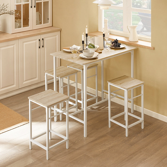 5-delige bartafelset - bistrotafel - eetset - stevig metalen frame - MDF fineerblad - veelzijdig ontwerp - ideaal voor kleine ruimtes - tafel: 100 cm x 87 cm x 60 cm, stoelen: 32 cm x 57 cm x 32 cm