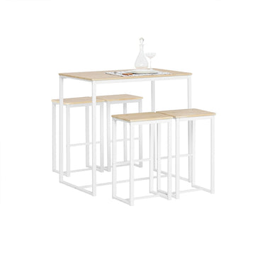 5-delige bartafelset - eetset - keukenensemble - stevig metalen frame - veelzijdig gebruik - binnen en buiten - tafel: 100 cm x 96 cm x 60 cm, krukken: 40 cm x 67 cm x 30 cm