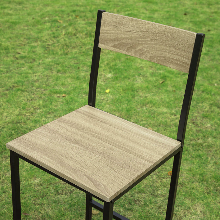 3-delige bartafelset - barkrukken - eetset - MDF fineerblad - metalen frame - opbergplanken - 110 cm x 100 cm x 45 cm