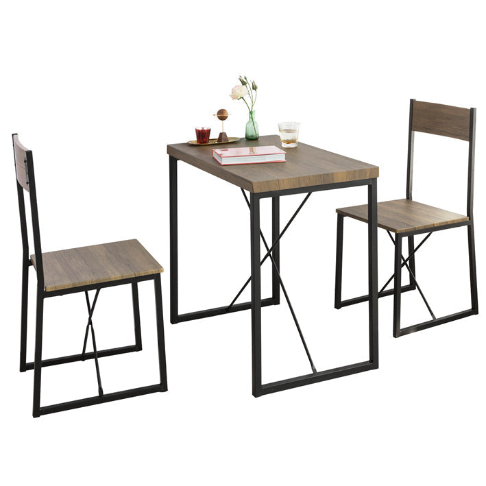 3-delige eetset - compacte keukentafel met 2 krukken - ruimtebesparend ontwerp - krasbestendige vloerbeschermers - MDF fineerblad - metalen frame - tafel: 80 cm x 75 cm x 50 cm, kruk: 41 cm x 89 cm x 44 cm