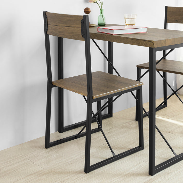 3-delige eetset - compacte keukentafel met 2 krukken - ruimtebesparend ontwerp - krasbestendige vloerbeschermers - MDF fineerblad - metalen frame - tafel: 80 cm x 75 cm x 50 cm, kruk: 41 cm x 89 cm x 44 cm