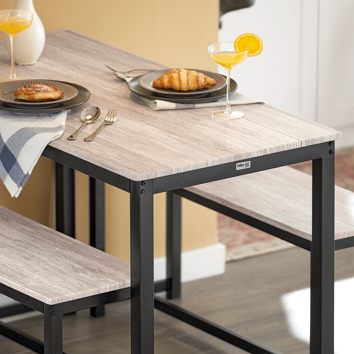 3-delige eetset - zitgroep - keukentafelset - ruimtebesparend ontwerp - stevig MDF en metalen frame - ideaal voor thuis en commercieel gebruik - tafel: 110 cm x 74 cm x 58 cm, bank: 95 cm x 46 cm x 29 cm