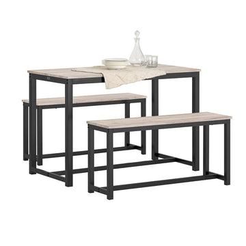 3-delige eetset - zitgroep - keukentafelset - ruimtebesparend ontwerp - stevig MDF en metalen frame - ideaal voor thuis en commercieel gebruik - tafel: 110 cm x 74 cm x 58 cm, bank: 95 cm x 46 cm x 29 cm