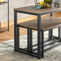3-delige eetset - zitgroep - keukentafelset - ruimtebesparend ontwerp - tafelblad van MDF fineer - stevig metalen frame - tafel: 110 cm x 74 cm x 58 cm, bank: 95 cm x 46 cm x 29 cm