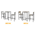 3-delige bartafelset - keukeneetcombinatie - tuinbar - stevig blad van MDF en PVC - metalen frame - draagvermogen tot 120 kg - afmetingen: tafel 60 cm x 97 cm x 60 cm, krukken 39 cm x 96 cm x 41 cm