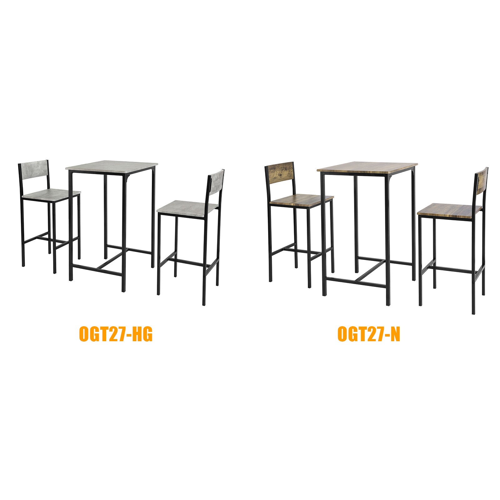 3-delige bartafelset - keukeneetcombinatie - tuinbar - stevig blad van MDF en PVC - metalen frame - draagvermogen tot 120 kg - afmetingen: tafel 60 cm x 97 cm x 60 cm, krukken 39 cm x 96 cm x 41 cm