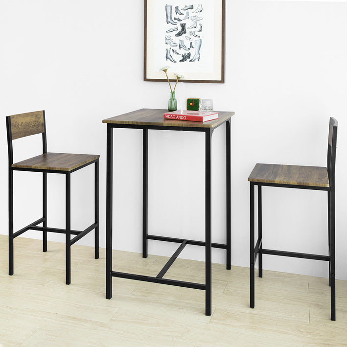 3-delige bartafelset - keukeneetcombinatie - tuinbar - stevig blad van MDF en PVC - metalen frame - draagvermogen tot 120 kg - afmetingen: tafel 60 cm x 97 cm x 60 cm, krukken 39 cm x 96 cm x 41 cm