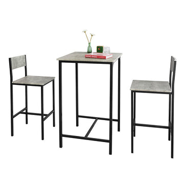 3-delige bartafelset - barkrukken - eetset - MDF tafelblad - stevig metalen frame - ideaal voor keuken en tuin - 60 cm x 97 cm x 60 cm - grijs