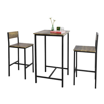 3-delige bartafelset - keukeneetcombinatie - tuinbar - stevig blad van MDF en PVC - metalen frame - draagvermogen tot 120 kg - afmetingen: tafel 60 cm x 97 cm x 60 cm, krukken 39 cm x 96 cm x 41 cm