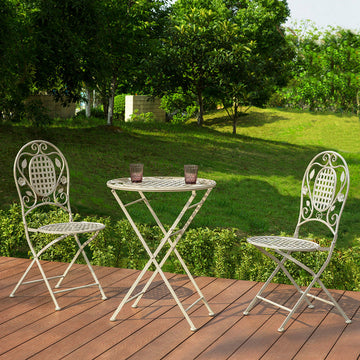 3-delige balkontafelset - tuinmeubelset - klaptafel en stoelen - duurzaam metaal, gepoedercoat - gebruik binnen en buiten - krasbestendige voeten - tafel: 60 cm x 77 cm, stoelen: 42 cm x 95 cm x 55 cm