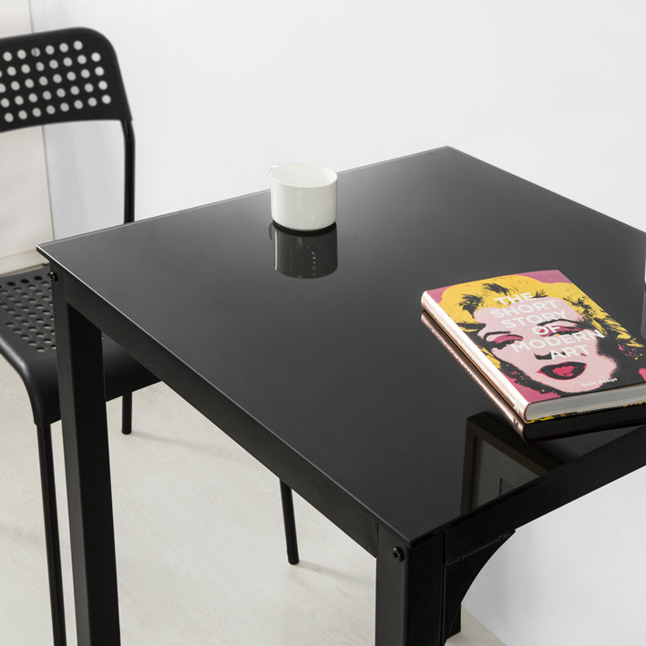 Bartafel met glazen blad - Keukentafel - Tuintafel - Elegant ontwerp - Stevig metalen frame - 60 cm x 75 cm x 60 cm