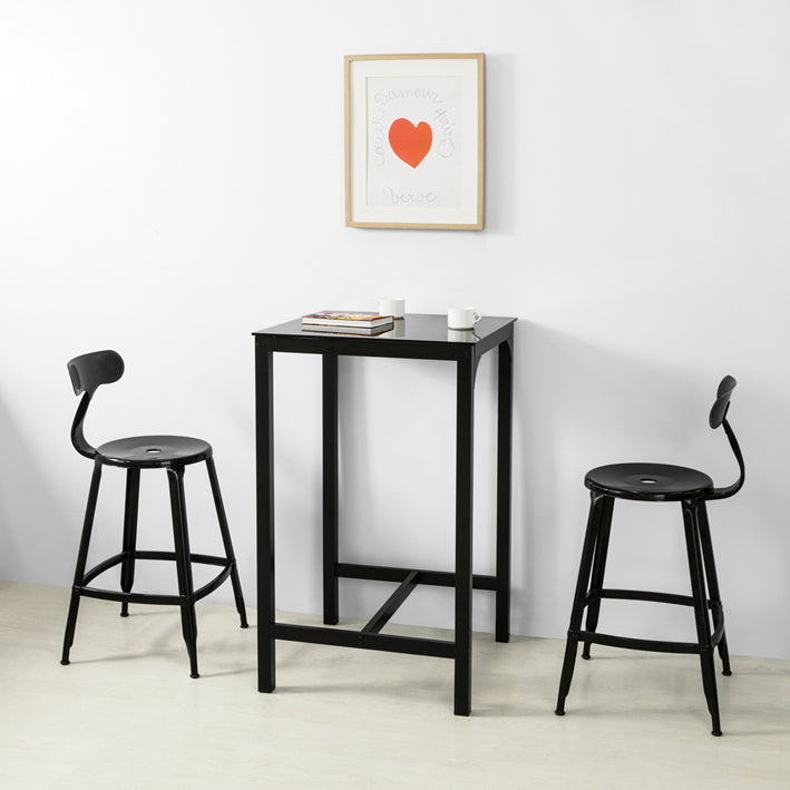 Moderne Bartafel - Keukentafel - Tuintafel - Elegant glazen blad - Stevig metalen frame - Veelzijdig gebruik - 60 cm x 100 cm x 60 cm
