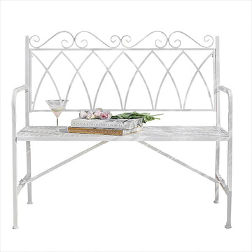 Tuinbank - Buitenzitplaats - Patiobank - Duurzame metalen constructie - Decoratief ontwerp - Ondersteunt tot 240 kg - 104 cm x 95 cm x 55 cm