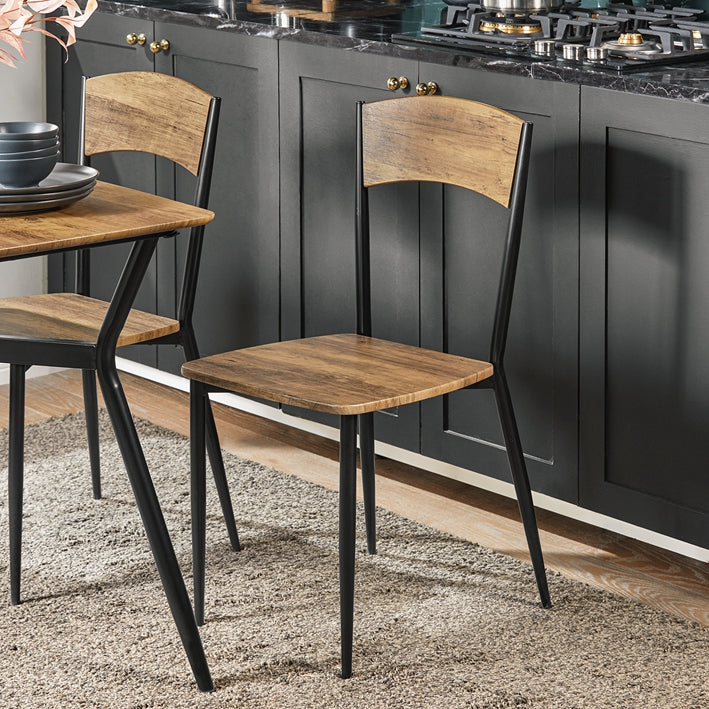 5-delige eetset - bistrotafel - zitgroep - MDF gefineerd blad - ruimtebesparend ontwerp - eenvoudige montage - tafel: 110 cm x 76 cm x 70 cm; Stoelen: 40 cm x 86 cm x 43 cm