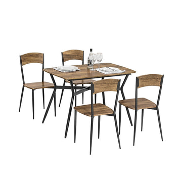 5-delige eetset - bistrotafel - zitgroep - MDF gefineerd blad - ruimtebesparend ontwerp - eenvoudige montage - tafel: 110 cm x 76 cm x 70 cm; Stoelen: 40 cm x 86 cm x 43 cm