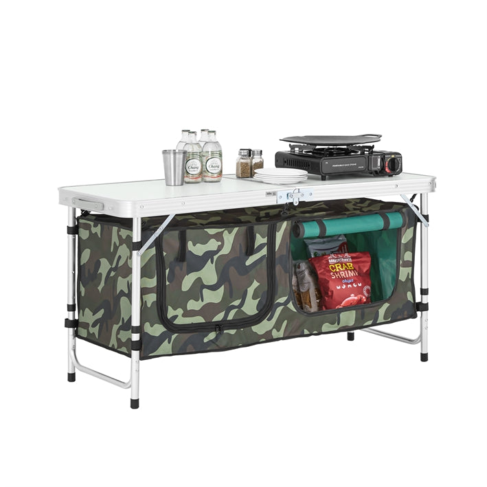 Aluminium Opvouwbare Campingtafel - Draagbare Kamptafel - Picknicktafel Buiten - Verstelbare Hoogte - 120cm x 54/62/70cm