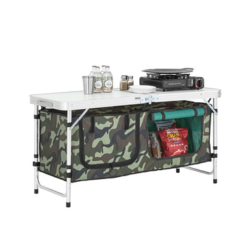 Aluminium Opvouwbare Campingtafel - Draagbare Kamptafel - Picknicktafel Buiten - Verstelbare Hoogte - 120cm x 54/62/70cm