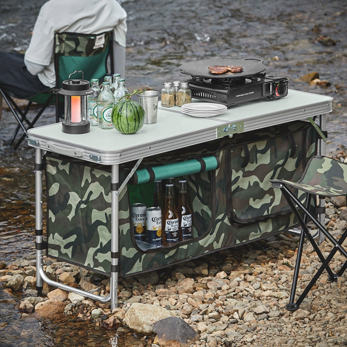Aluminium Opvouwbare Campingtafel - Draagbare Kamptafel - Picknicktafel Buiten - Verstelbare Hoogte - 120cm x 54/62/70cm