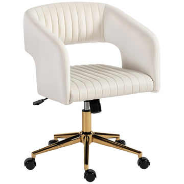 Fluwelen bureaustoel met wielen en kantelfunctie | Kleur: Wit | Afmetingen: 61x62x76-84 cm
