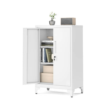 Afsluitbare stalen kast - veilige opslag - wit - 40 x 60 x 90 cm