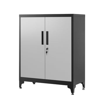 Stalen kast met verstelbare planken, extra sterk, zilver-zwart, 40 x 80 x 90 cm