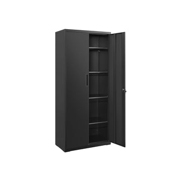 Zwarte metalen opbergkast - gepoedercoat staal - 40 x 80 x 180 cm - 40,5 kg - 25 kg per plank