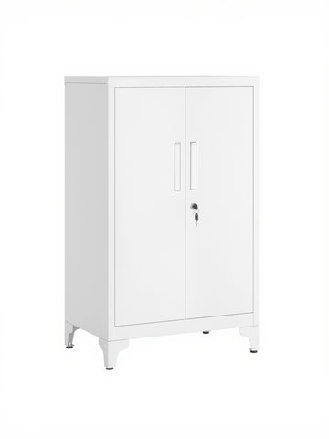 Metalen opbergkast voor garage of kantoor met slot | Wit | 60,1x40,2x99 cm