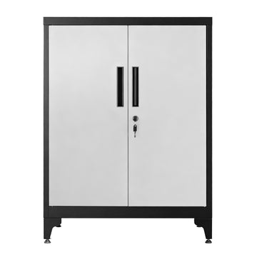 Opbergkast voor garage of kantoor met slot | Zilver-zwart | 80,1x40,2x99 cm