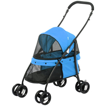 Hondenbuggy - Opvouwbare hondenwagen | Kleur: Blauw, zwart | Afmetingen: 47x82x97 cm