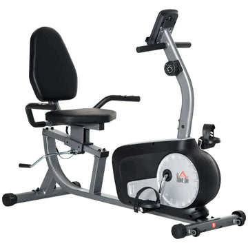 Ligfiets hometrainer | Kleur: Grijs/Zwart/Zilver | Afmetingen: 62x122-137x103 cm