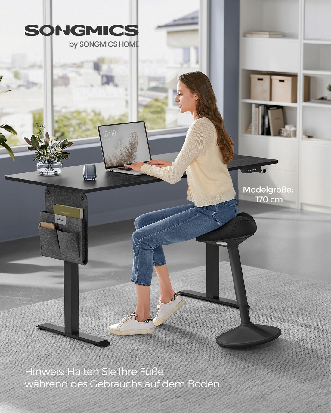 Justerbar ståpall - svart - 58-83 cm - 120 kg
