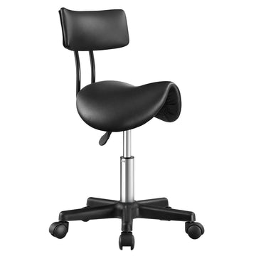 Zadelkruk zwart PU-leer verstelbaar | Zwart | 56x56x68,5-82,5 cm