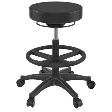 Verstelbare draaibare werkkruk met hoge zitting | Zwart | 51,5x51,5x59,5-81 cm