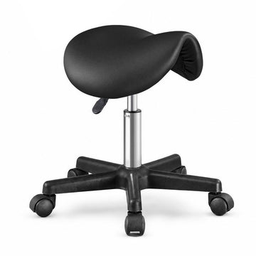 Ergonomische zadelkruk op wielen, in hoogte verstelbaar | Zwart | 56x56x45-61 cm