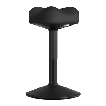 Verstelbare sta-kruk met zadelzitting en schommeleffect | Zwart | 36,5x34x48-65,5 cm