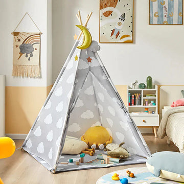 Kinderspeeltent Speelhuis Kids Tipi Tipi met vloermat (grijs/wolk)