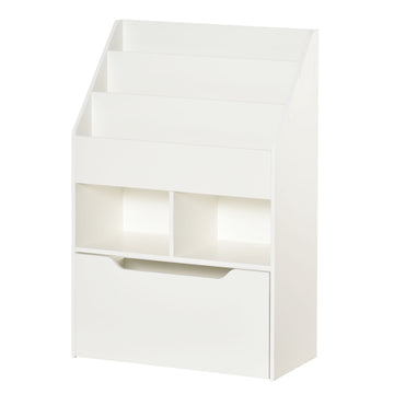 Kinderboekenkast met lade en vakken | Kleur: Wit | Afmetingen: 60x29.9x90 cm