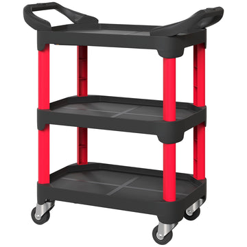 Gereedschapswagen 3 niveaus met wielen | Kleur: Zwart, rood | Afmetingen: 81x43x96 cm