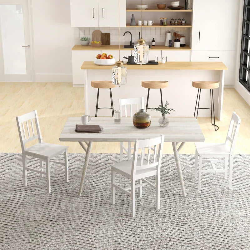 Set van 4 eetkamerstoelen - Houten stoelen | Kleur: Wit | Afmetingen: 46.5x41x85.5 cm
