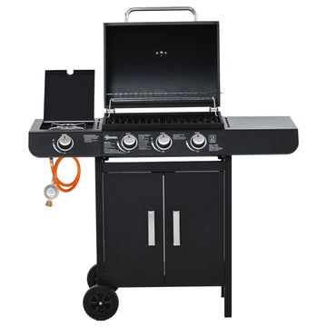 Gasbarbecue met zijbrander en grillrooster | Kleur: Grijs | Afmetingen: 60x160x65 cm