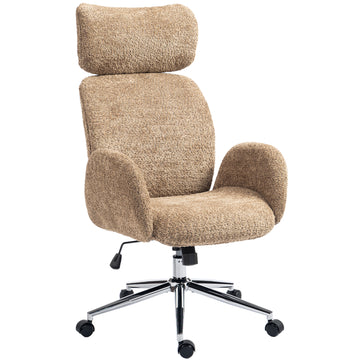 Ergonomische bureaustoel met verstelbare hoofdsteun | Kleur: Bruin | Afmetingen: 65x75x115-123 cm