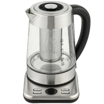 Elektrische waterkoker 1,7 L 2200 W met temperatuurregeling | Kleur: Zilver | Afmetingen: 21,4x21,7x26,3 cm