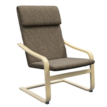 Fauteuil - Linnenlook armstoel met houten frame | Kleur: Bruin | Afmetingen: 65x69x98 cm
